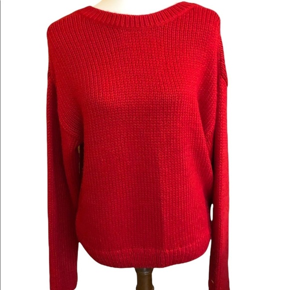 PINK Victoria's Secret Sweaters - PINK Victoria’s Secret Red Deep V-back Sweater